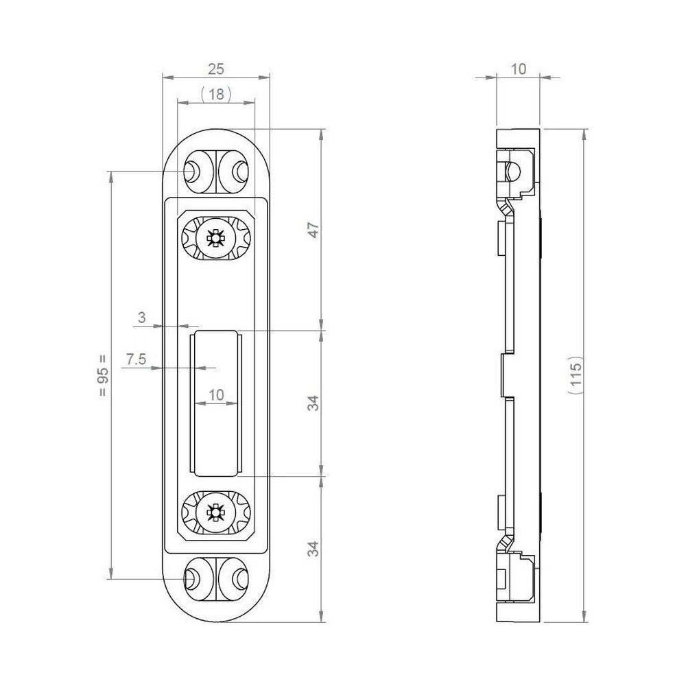 Sluitplaten voor houten kozijnen, afgerond, type 5000
