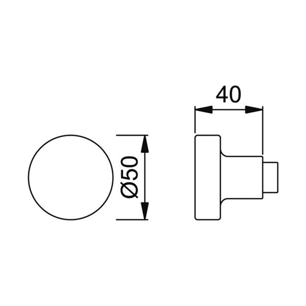 Knopkrukken, rond, Aluminium, Ø 50 mm, per stuk (gatdeel)