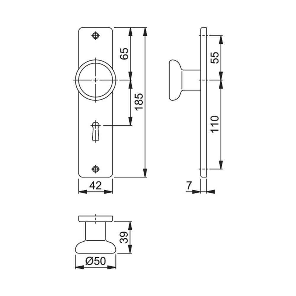 Knopschilden, recht, Zwart, 185 x 42 mm, SL56