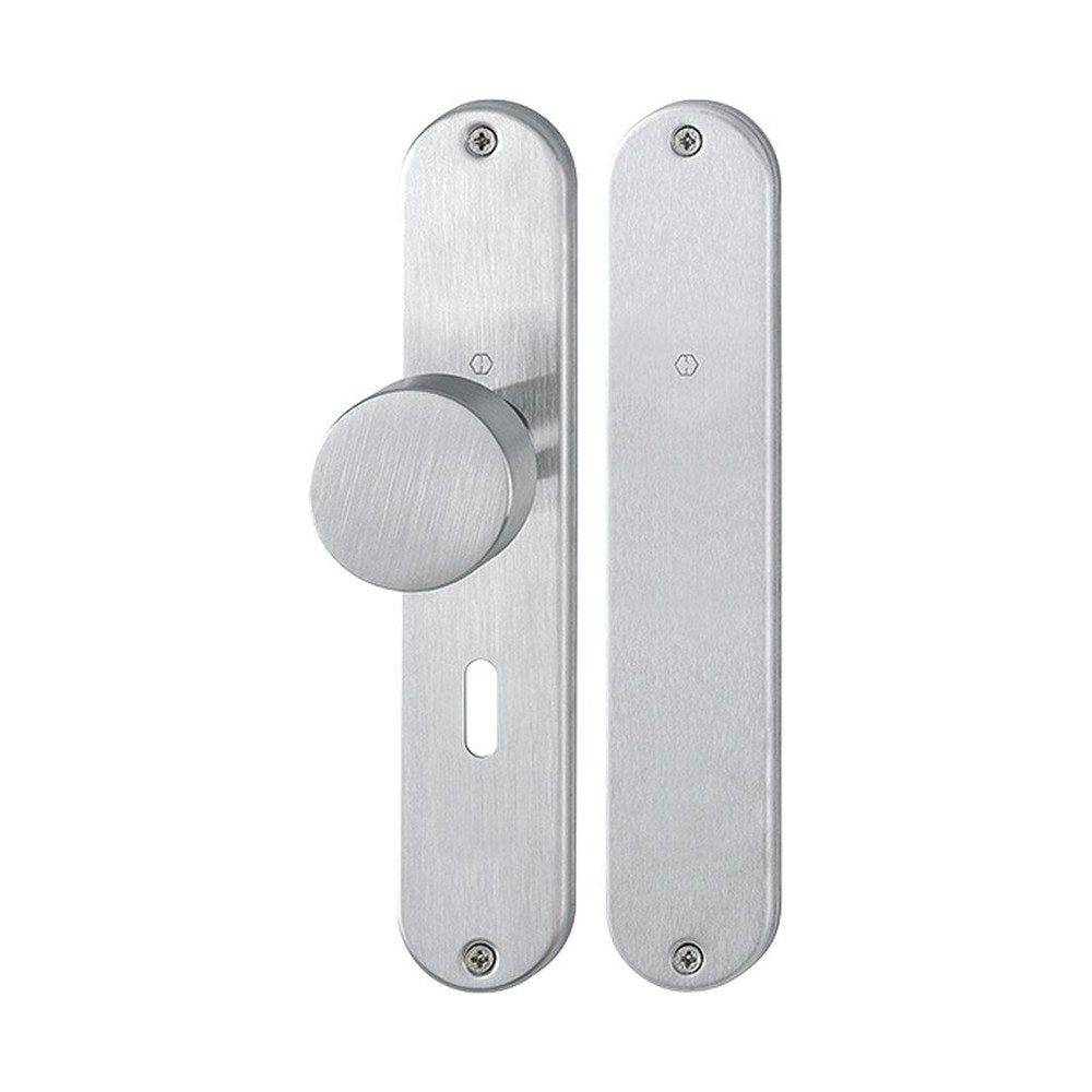 Langschildgarnituren, ovaal, RVS, 220 x 42 mm, SL56