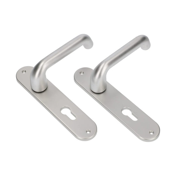 Langschildgarnituren, afgerond, Aluminium, 200 x 43 mm, PC72, type 386, per stuk