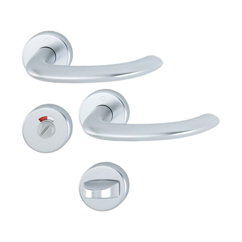 Rozetgarnituren, rond, Aluminium, Ø 52 mm, type 1138Z, deurdikte 37-42 mm, snelstift, toiletsluiting