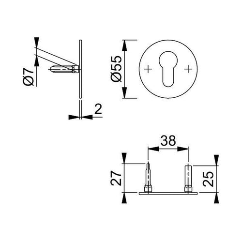 Cilinderrozet, rond, RVS