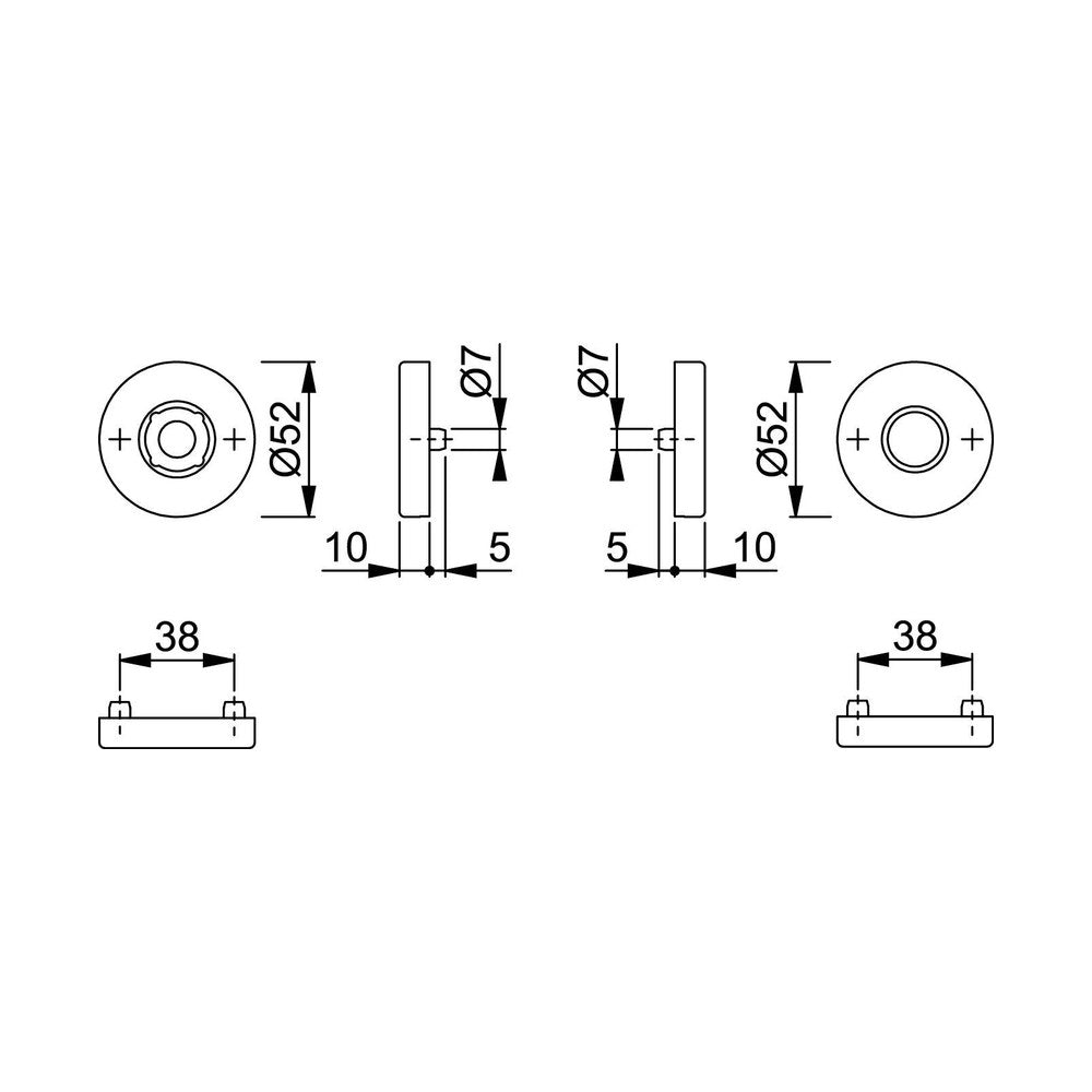 Rozetten, rond, RVS, Ø 55 mm