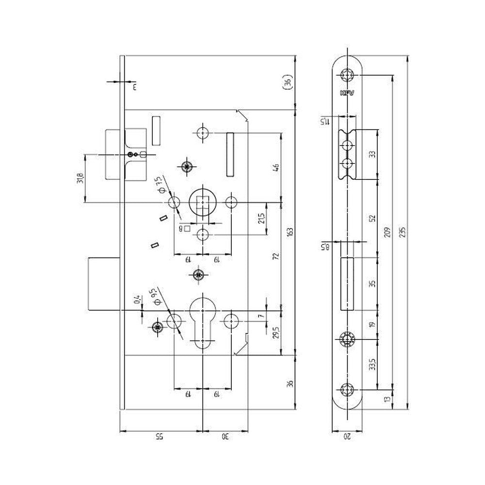 Cilinderslot (dag en nacht), Zwart, doornmaat 55 PC72
